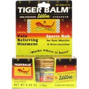 Tiger Balm Ultra Strength Pain Relieving Ointment/Sports Rub Non-Staining 0.63 Oz. 18g Jar Value Bulk Multi-pack