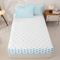 thumbnail image 4 of Erosebridal Blue Polka Dot Zipper Twin Comforter Sets with Fitted Sheet and 2 Pillowcases,Cream Circle Light Fresh Minimalist Print Zipper Bedding Set For Girls,Reversible,4pcs, 4 of 7