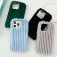 thumbnail image 6 of Compatible with iPhone 15 Pro Max Plush Case Stripe Pattern Fluffy Fuzzy Furry Warm Plush Phone Case Girly Women Girls Smooth Cozy Winter Soft TPU Warm Hair Fur Shockproof Phone Cover, Khaki, 6 of 6