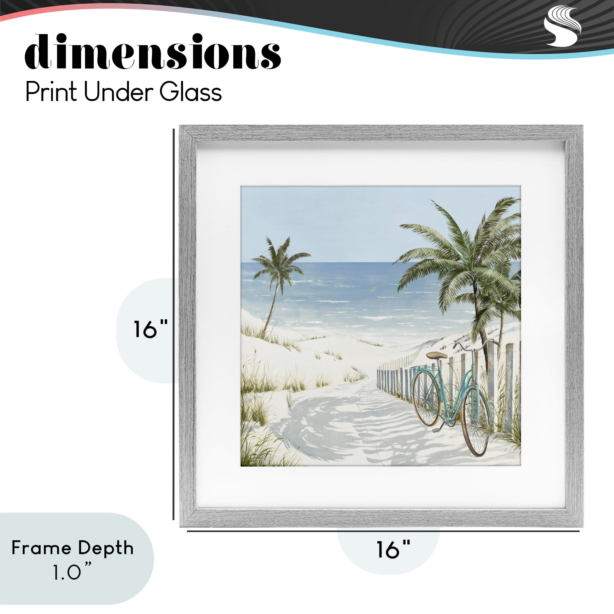 Stupell Industries Beach Bike Coastal Scene Gray Framed Print Under Glass, design by Lorenzo Collective