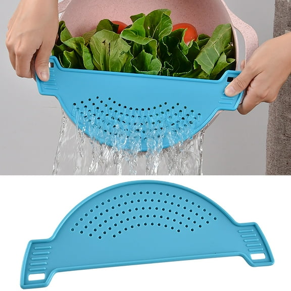 Plastic Drainer Strainers Pot Funnel Half Moon Shape Food Filter Board Sieve Draining With Handle Heat Fit For Pasta Vegetable Fruit Colander Kitchen Gadgets