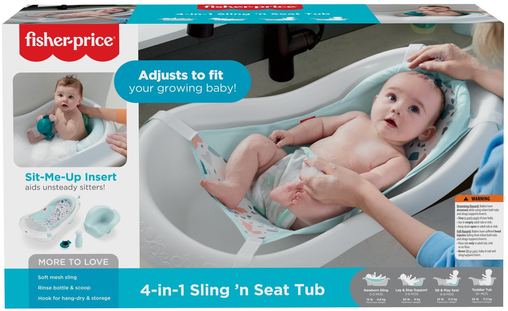 Fisher-Price 4-in-1 Sling 'N Seat Baby Bath Tub, Pacific Pebble -  Walmart.com