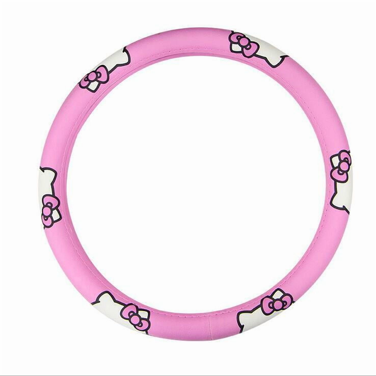 Cute Girl Ladies Pink Cartoon Hello Kitty Auto Car Steering Wheel Cover Universal 15in/38cm