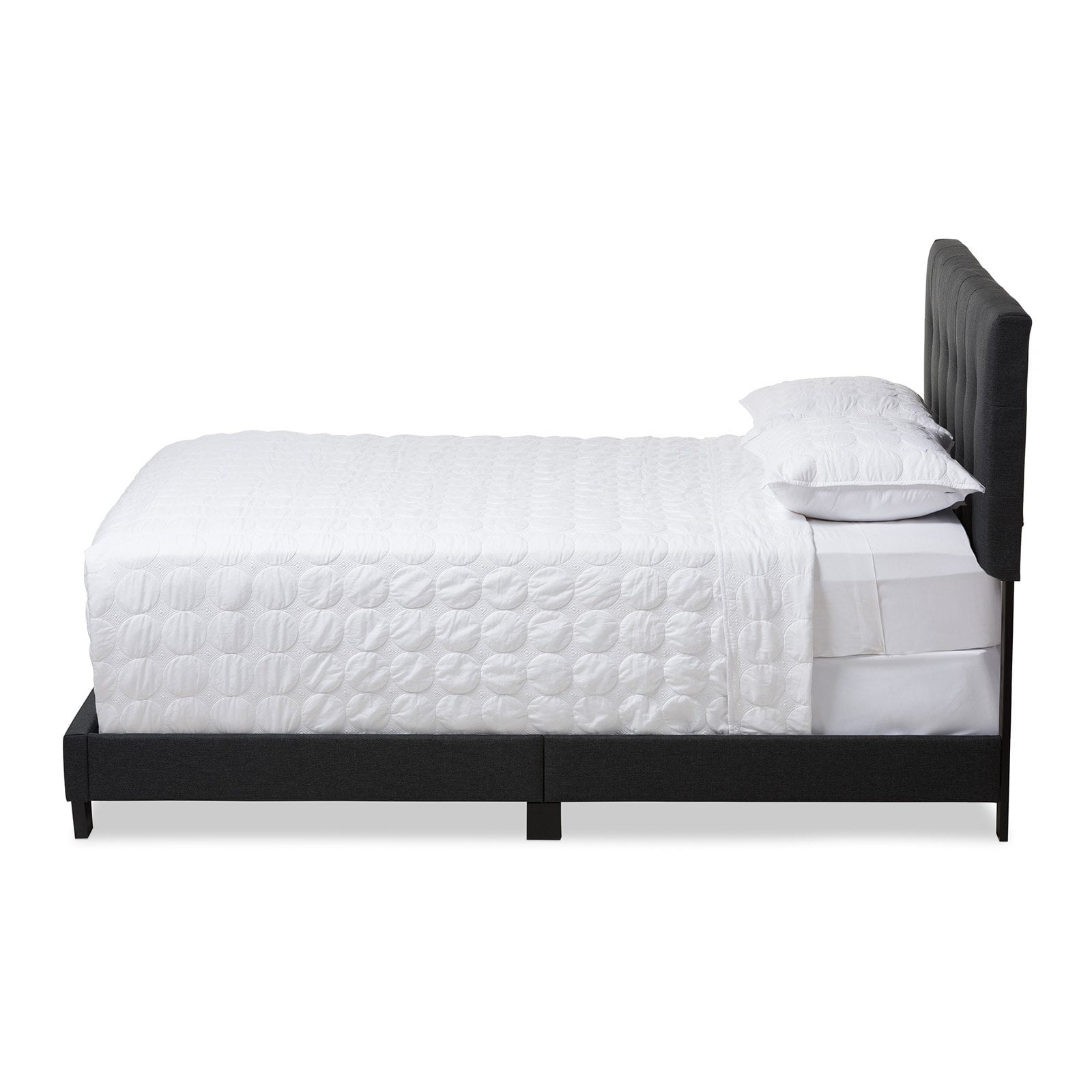 Baxton Studio Brookfield Modern and Contemporary Fabric Upholstered Grid-Tufted Queen-Size Bed