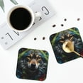 thumbnail image 4 of Honeii Realistic Style Colorful Wolf print Leather Coaster Set of 4, ideal for safeguarding your furniture from drinks spills and effortless cleanup-Square, 4 of 6