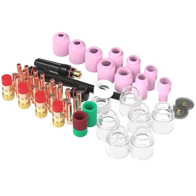 Tignapoo Ensemble de 71 Pcs de Gobelets en Verre pour Torche de Soudage WP-17/18/26 - Comprend Joints Toriques, Diffuseurs, Colliers et Buses en Céramique pour Performance et Durabilité Améliorées