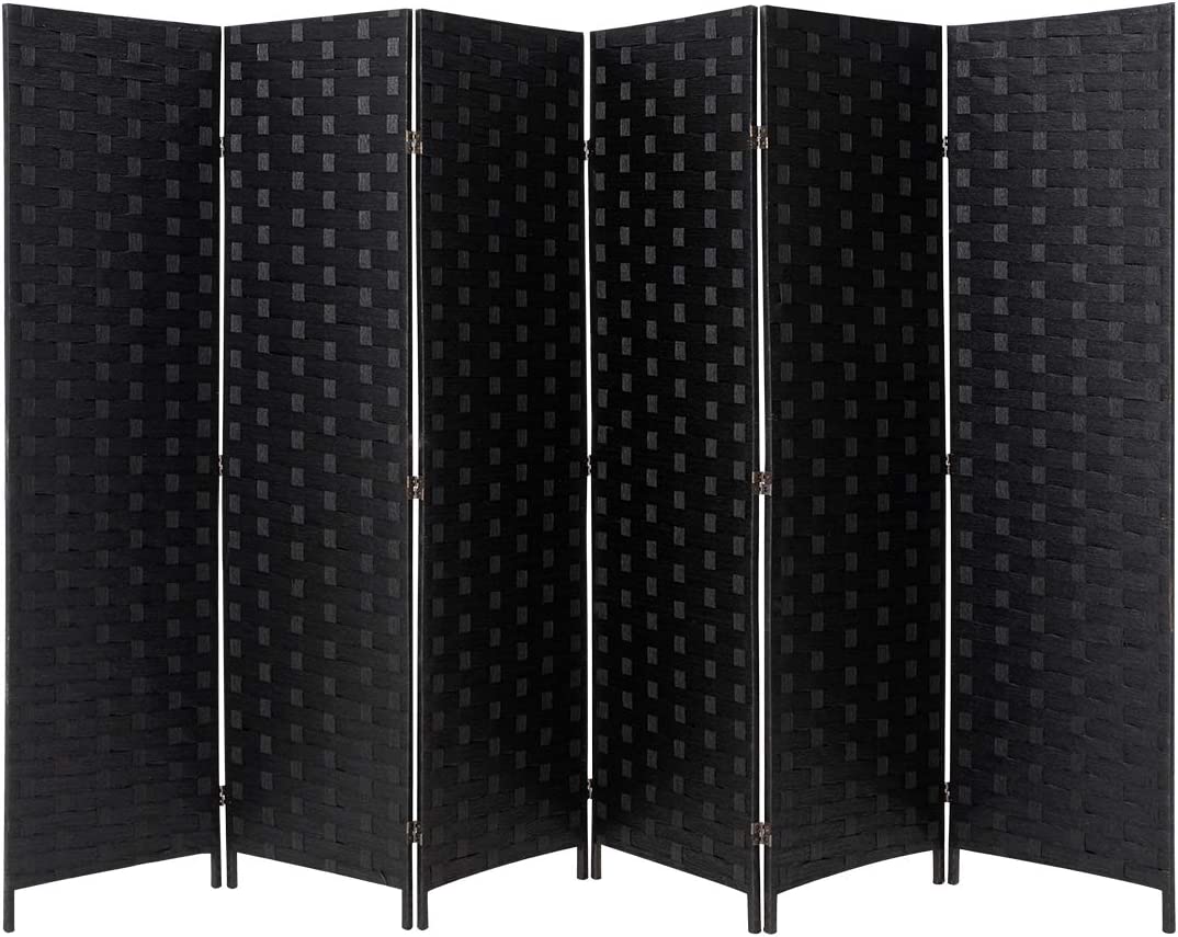 BSL 6 Panels Room Divider, 6 FT Tall Weave Fiber Room Divider, Double