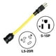 thumbnail image 3 of Adaptador Convertidor US Wire Amarillo Clima Frío 12 Pulgadas 20A a 15A y 15A a 20A 600V UL 12/3 Cal, 3 of 3