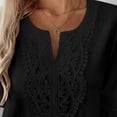 thumbnail image 6 of Women's Cotton Linen 3/4 Sleeve V Neck Lace Blouse Loose Fit Casual, 6 of 7