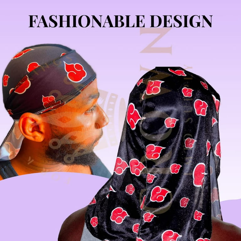 Crown Limited Supply Red Clouds Durag - Silky Red Cloud 360 Wave du Rag with Long Tails and Quadruple Stitching - Smooth Silk Fabric for Comfort and