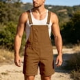 thumbnail image 2 of Overall Shorts for Men Stretchy Solid Color Romper Work Jumpsuits Coffee XXXXL, 2 of 6