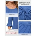 thumbnail image 4 of MOYIKO Pleated Blouses for Women 3/4 Length Bell Sleeve T Shirts Dressy Casual Round Neck Summer Tops, 4 of 7