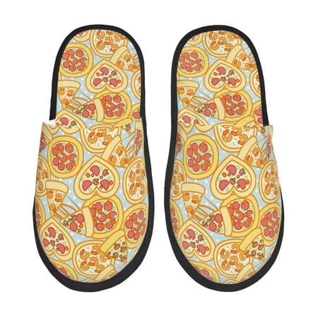 

Rateoe Cute Pizza In Various Pattern Fuzzy Slippers Fuzzy Soft House Slippers Plush Furry Warm Cozy Open Toe Fluffy Home Shoes-Large