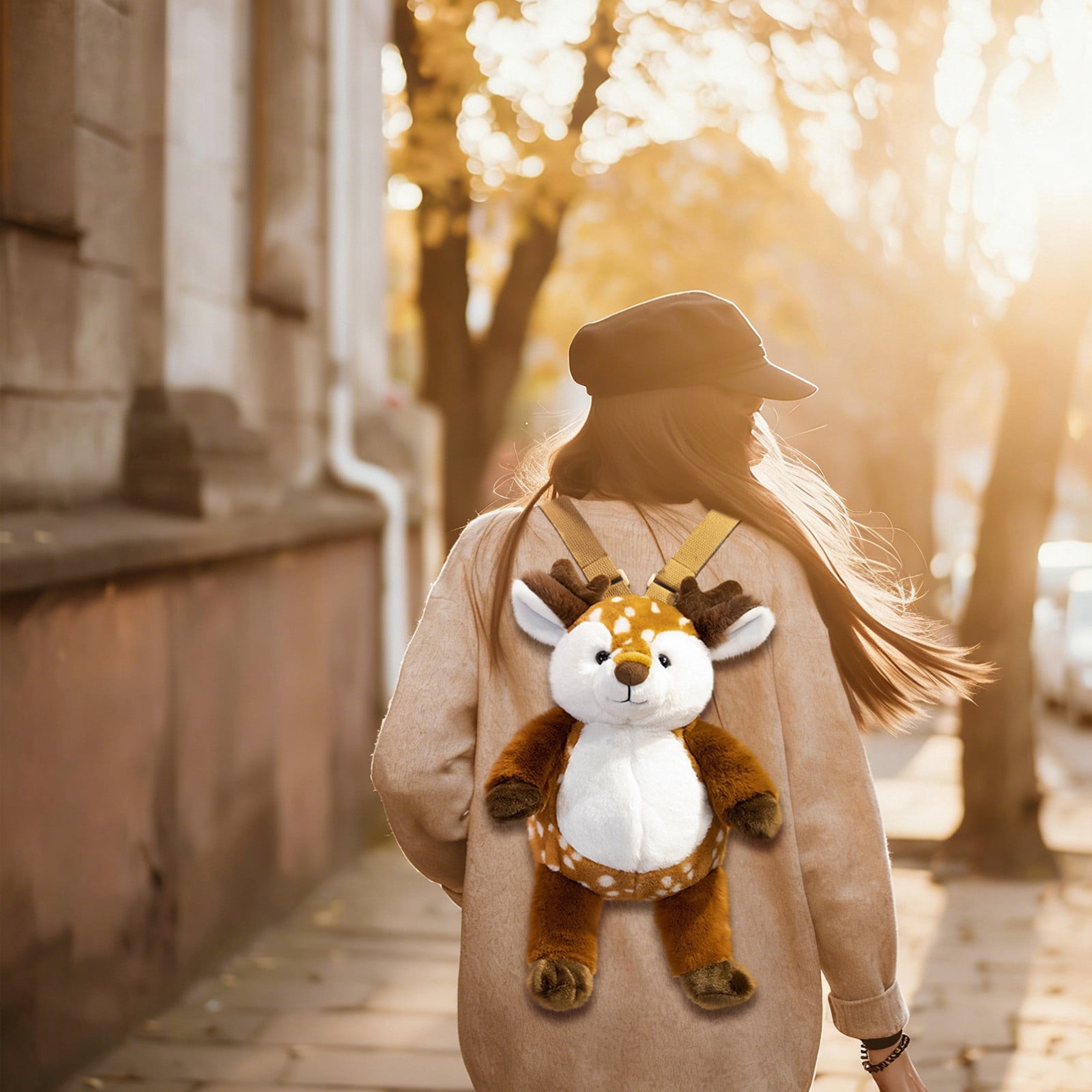SPOORYYO Forest Animals Plushie Toy Backpack Cute Animal Shaped Stuffed Toy with Straps Adorable Rabbits for School Birthday Gift