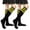 Black / Bright Yellow, variant on Couver Women's Triple Striped Knee High Tube Cotton Socks, Black Blue, 9-11, 2 Pairs