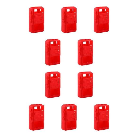 Seitruly Soft Silicone Protective Case Handheld Box Pouch Outdoor Holder Portable Protector Radio Parts Accessories Rojo 10piezas