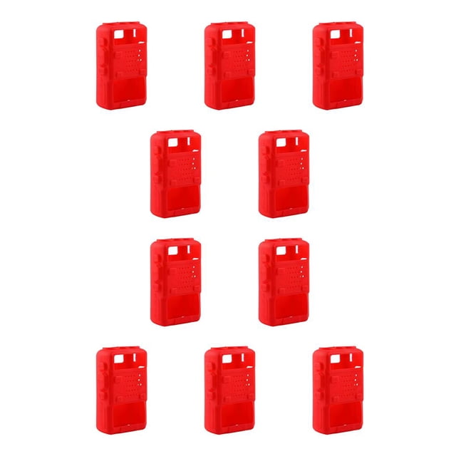 Injueey Silicone Protective Case Portable Accessories Way Two Pouch Radio Mobile Outdoor Interphone Protector Rojo 10Conjunto