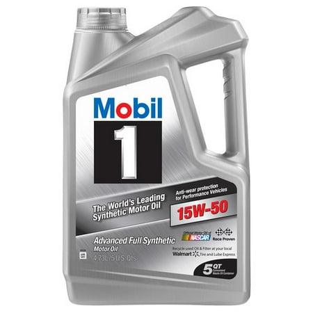 Mobil 1 15W-50 Full Synthetic Motor Oil 5 qt. - Walmart.com
