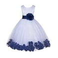 thumbnail image 3 of Ekidsbridal Lace Top Floral Petals White Flower Girl Dress Tulle Communion Christening Graduation Ceremonial Gown Formal Evening 165T S, 3 of 3
