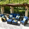 thumbnail image 5 of Ovios 6 Pieces Outdoor Patio Furniture Wicker Conversation Set Sectional Couch with Cushions & Glass Table, 5 of 8