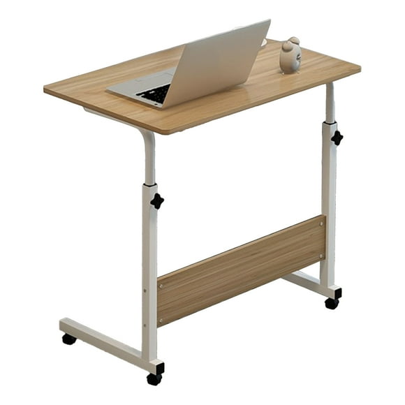 Mesita de noche elevable de 60 x 40 cm con forma de C y marco de metal, escritorio portátil para el hogar, sofá, color madera.