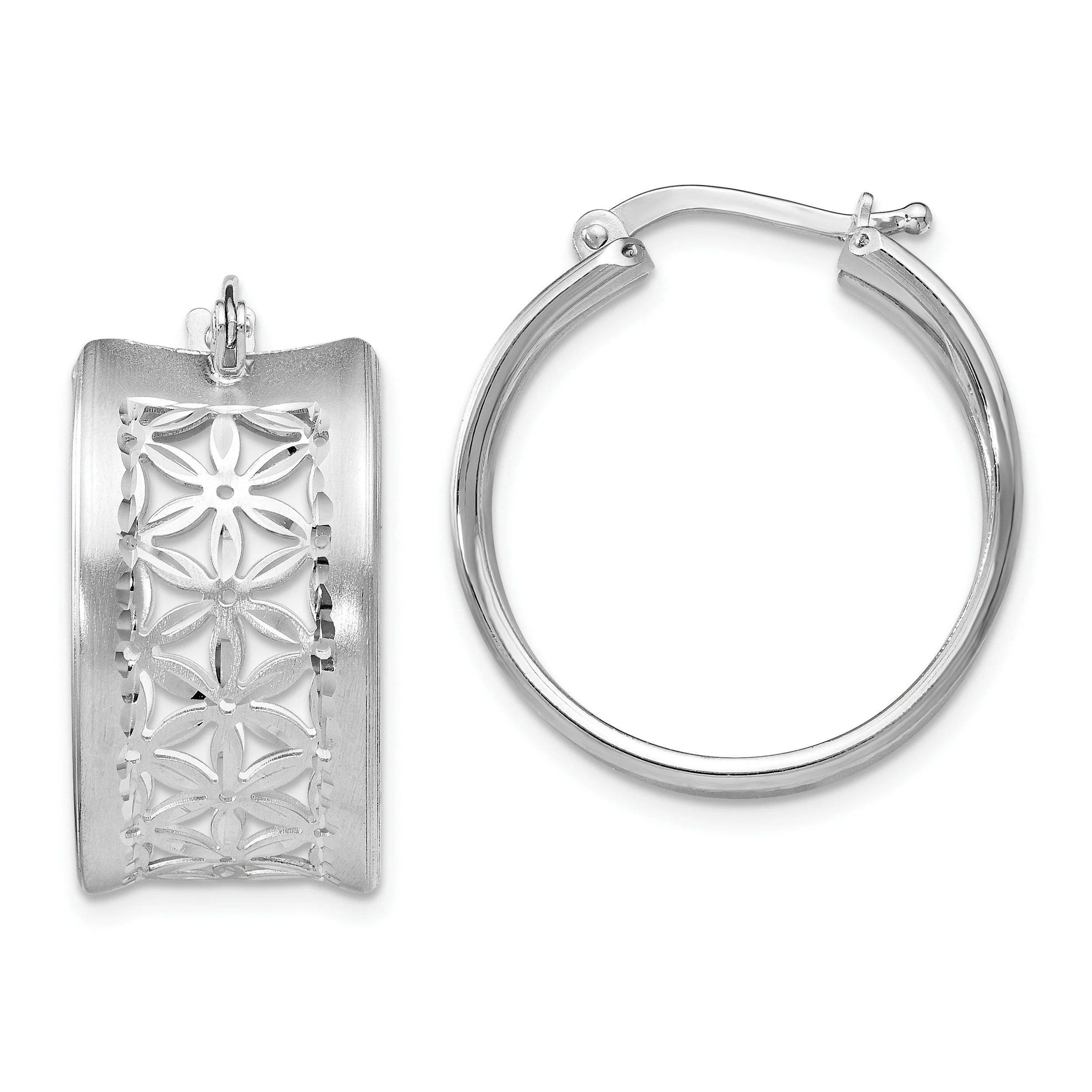 Leslies Sterling Silver Diamondcut Hinged Hoop Earrings QLE100