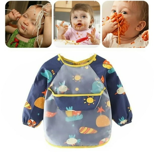 Conjunto de babero para bebé, babero para bebé resistente a las manchas, babero para bebé con mangas, babero para niño pequeño diseñado para durar