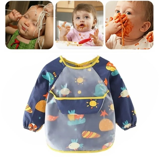 Conjunto de babero para bebé, babero para bebé resistente a las manchas, babero para bebé con mangas, babero para niño pequeño diseñado para durar