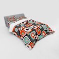 thumbnail image 3 of Retro Duvet Cover Set, Funky Square Shaped Lava Flowers with Abstract Inner Forms Print, Bedding Set with Shams and Fitted Sheet, 3 Sizes, by Ambesonne, 3 of 3
