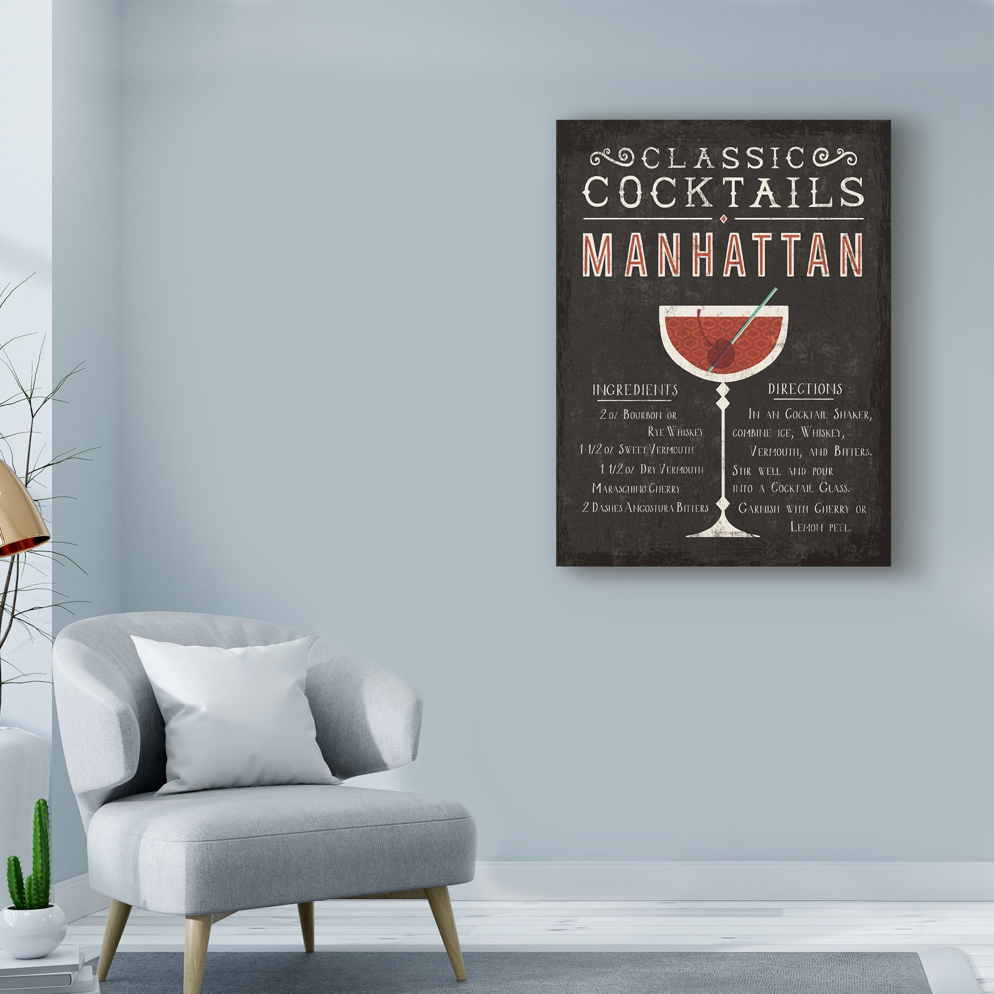 Trademark Fine Art 'Classic Cocktail Manhattan' Canvas Art by Michael Mullan