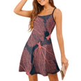 thumbnail image 1 of Robe à Encolure Carrée Corail Élégante Imprimée pour Fête à la Plage Bleu Corail Nature Botanique, 1 of 5
