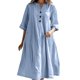 thumbnail image 1 of Vestido informal de lino con cuello en V para mujer: manga media, tres botones en el bolsillo, estilo veraniego, tallas S-XXL con detalles de busto/manga/longitud., 1 of 6