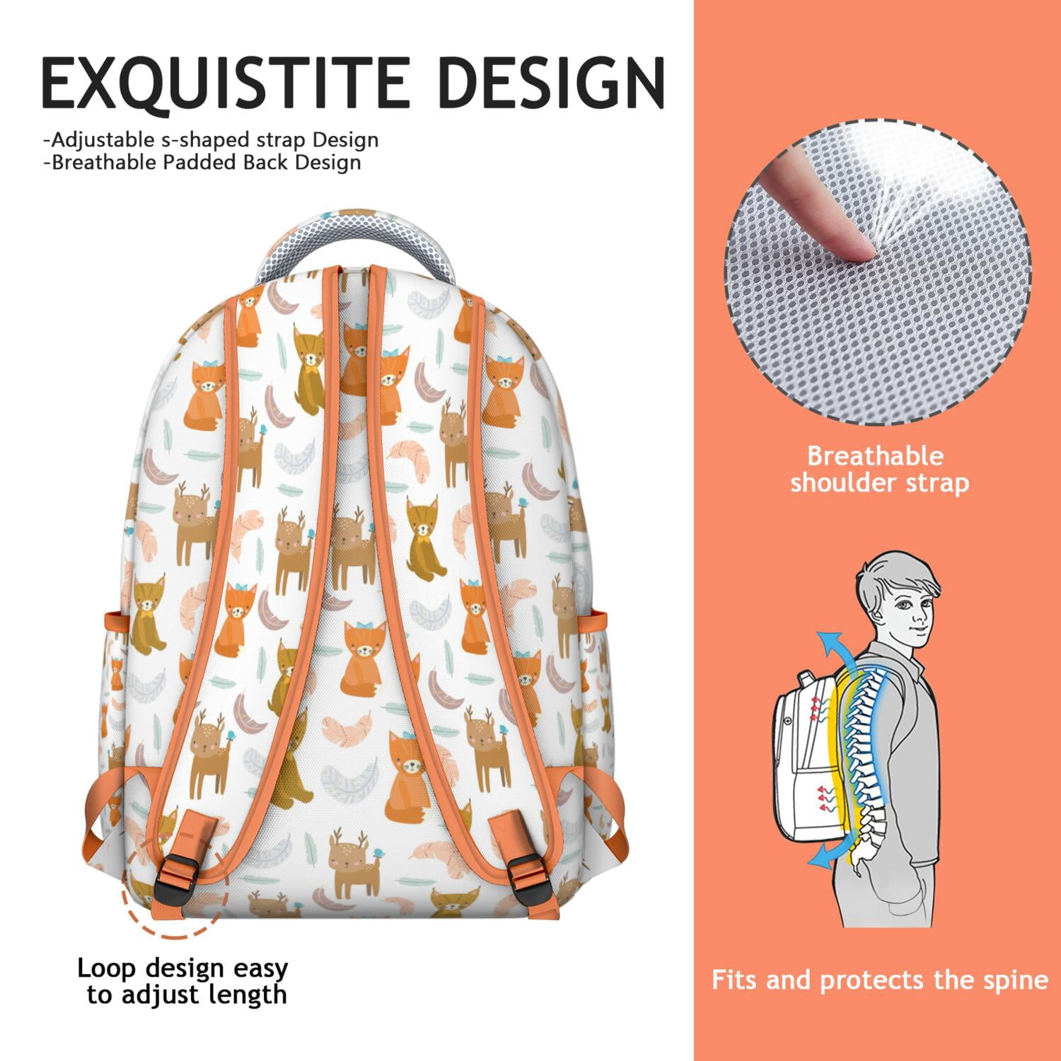 Cats and Flowers Print Student School Backpack with Geometric Cat Pattern and Abstract Cat Art Artistic Minimalist Design