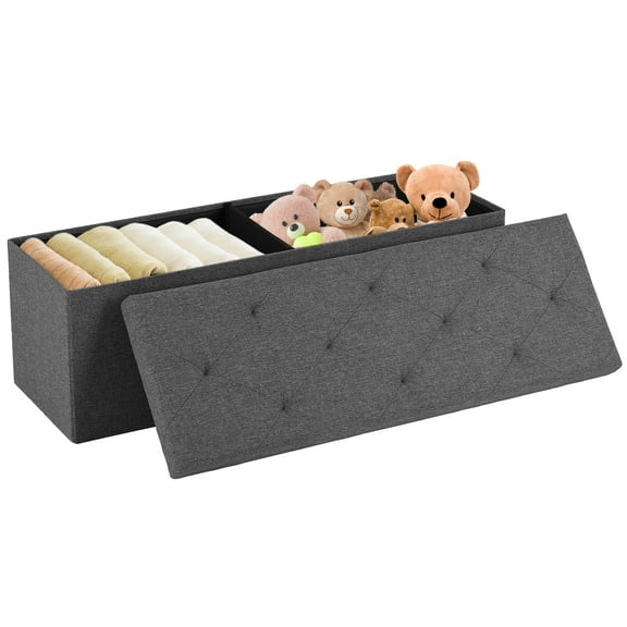 GIANNA 43 Inches Folding Storage Ottoman Bench, Storage Chest, Foot Rest Stool, Bedroom Bench with Storage, Holds up to 660 lb