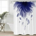 thumbnail image 4 of Shower Curtain Bathroom Set Blue Gradient Flower on White Waterproof Fabric Shower Curtains with Grommets&Hooks Abstract Floral Privacy Bath Curtain for Bathtub 60x72in, 4 of 7