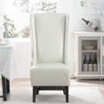 thumbnail image 2 of High Back Dining Chair, 23inch Wide PU Leather Upholstered Wingback Side Chair, Modern Accent Chair with Arms and Solid Wood Legs for Kitchen, Dining Room and Living Room, White, 2 of 7