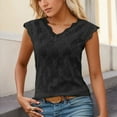 thumbnail image 2 of MIXUE Womens Summer Tops Lace Solid Color V Neck Sleeveless Vest Fashion Pullover Tshirts Streetwear,Black,L, 2 of 7