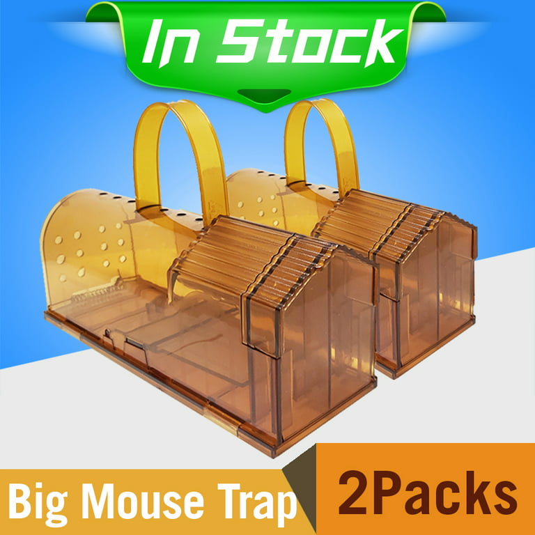 2 Pcs Newly Upgraded Large Humane Mouse Traps No Kill, Live Mouse Traps  Indoor for Home, Reusable Large Mice Rat Trap Catcher for House & Outdoors