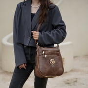 MKF Collection Salome Expandable Multi-Compartment Crossbody Bag for Women Stylish Vegan Leather Purse by Mia K- Black