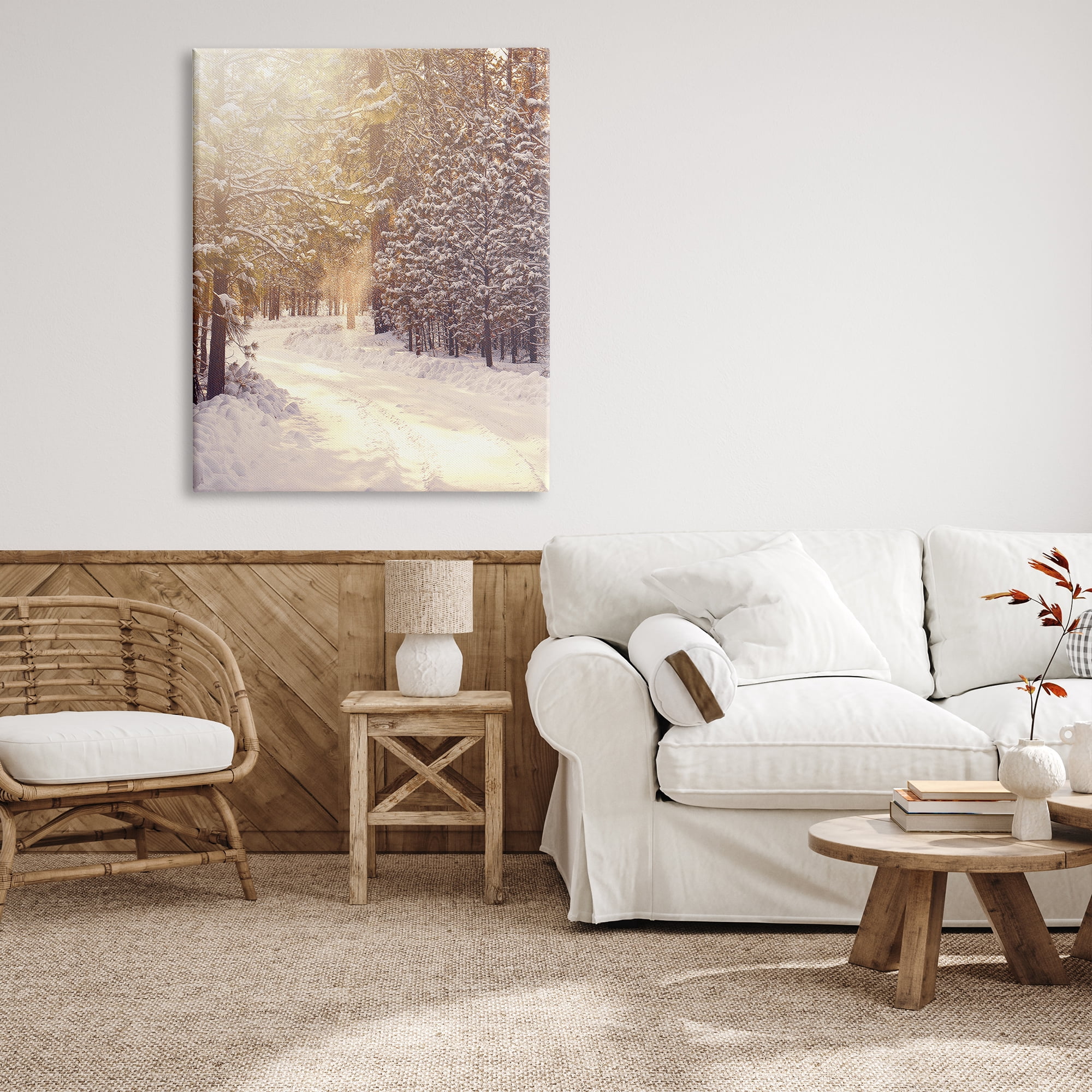 Stupell Industries Snowy Winter Path Nature Photography Gallery Wrapped Canvas Print Wall Art, 36 x 48