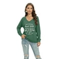 thumbnail image 2 of Aosijia Womens Tops V-neck Raglan Long Sleeve Letter Print Top Pullover Loose Casual T-Shirt Tunic Blouse, 2 of 7