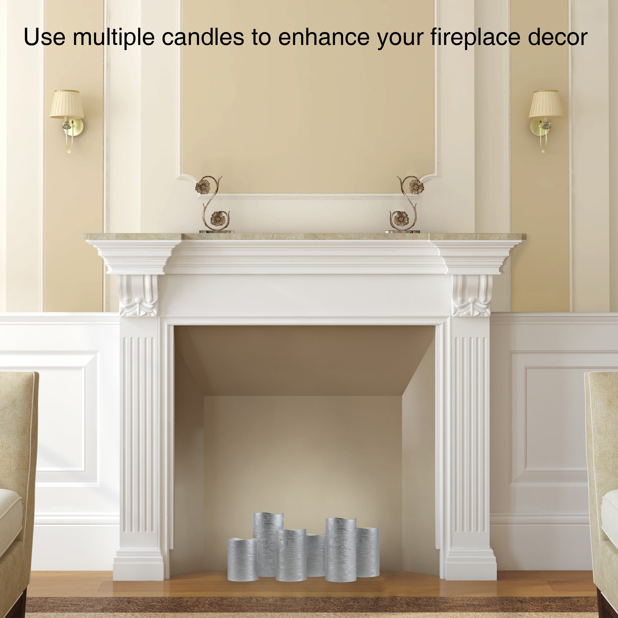 Lavish Home Set of 3 Flameless LED Real Wax Candles with Remote (Silver)
