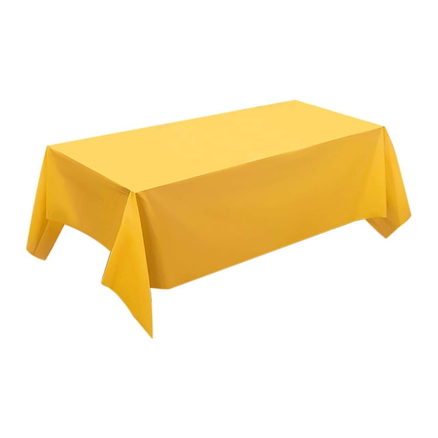Cxui Disposable Plastic Tablecloth, Premium Rectangular Table Cover for Parties, Wedding, Bbq,Wrinkle and Spill Proof (1Pcs) Yellow