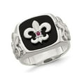 thumbnail image 1 of Mens Sterling Silver Fleur-De-Lis Ring with Black Onyx and Ruby, 1 of 5
