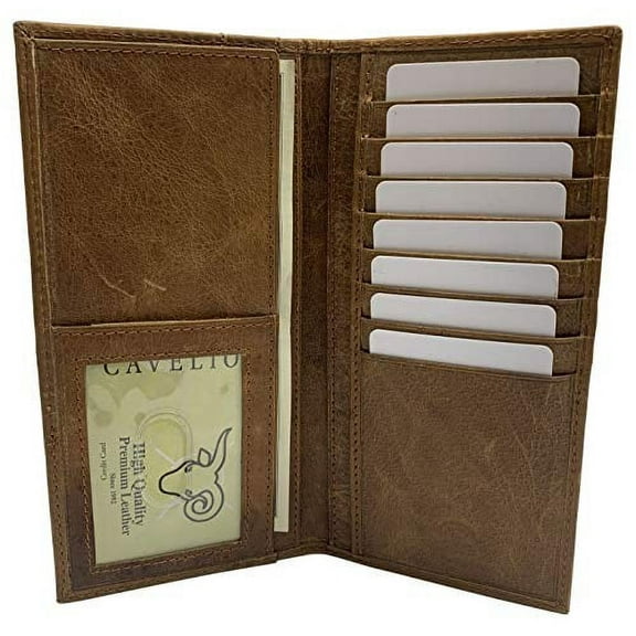 Genuine Leather Long Bifold Checkbook Cover Wallet Multi Card Pocket Holder USA Series