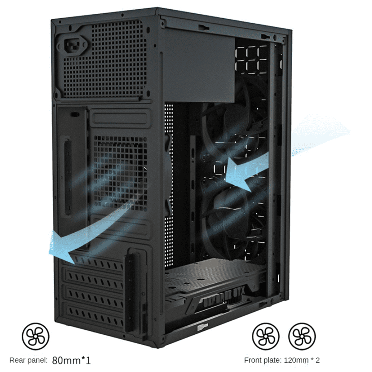 MINI Computer Case M-ATX/ ITX Computer PC USB2.0 Chassis Support SSD 3.5 Inch HDD Mini PSU Case,1 x computer case,Black