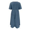 thumbnail image 5 of Women Fashion Boho Dress Short Sleeve O Neck Pocket Dress Casual Chambray Striped Dress Swing Dress Short Casual Dresses for Women Mid Dresses for Women Casual Summer Dresses for Women Casual, 5 of 5
