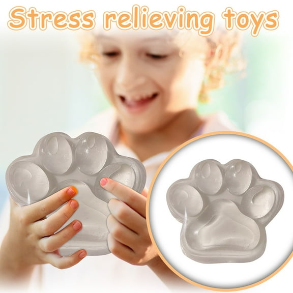 Adhd Squeeze Toys Adults, Trichotillomania Squeeze Toys, Silicone Squeeze, Clear Paw, Stress Reduction, 1 Pc