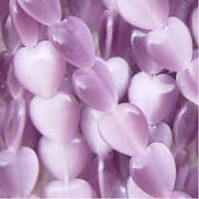 Heart Shaped Cat's Eye Beads 6mm - Lavender