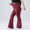 thumbnail image 4 of YHAJDS Womens Plus Size Pants Solid Color High Waist Tummy Control Flared Yoga Gym Sport Trousers for Women With Side Pockets, 4 of 6
